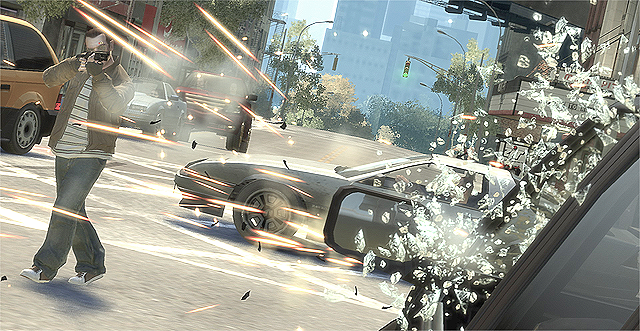 Прямо на проезжей части на Подоле устроили стрельбу. На картинке - кадр из игры "GTA".
