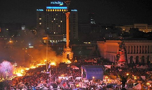 Ночь на Майдане прошла сравнительно спокойно. Фото агентства "Риа новости"