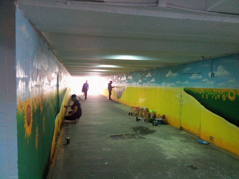 Новость - Транспорт и инфраструктура - Второй пошел: еще один переход в Киеве разрисовывают по-сельски