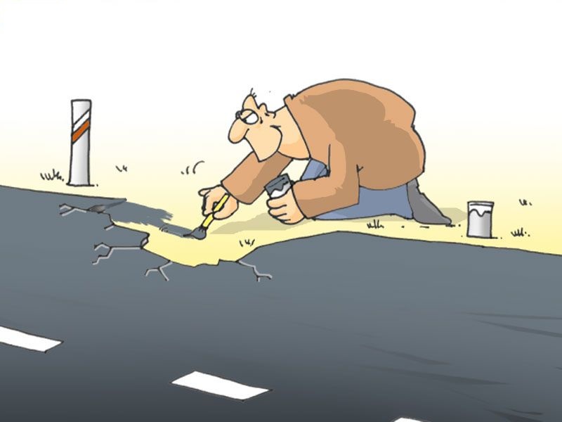 Новость - Транспорт и инфраструктура - Тает прошлогодний асфальт: Илья Сагайдак показал, как в Киеве ремонтируют дороги