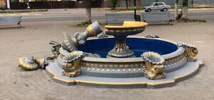 Проверка на прочность: в Боярке женщина с маленьким ребенком залезла на фонтан