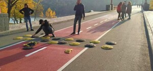 Теперь не разгонишься: на Пешеходном мосту активисты установили 