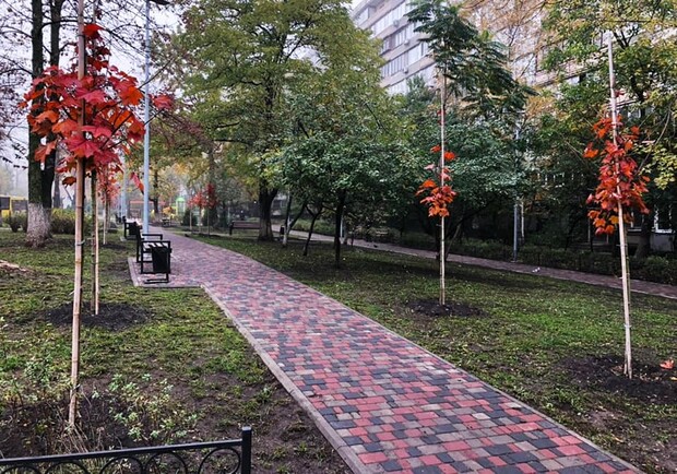 На Лукьяновке обновили уютный сквер. Фото: Facebook "Киевзеленбуд"