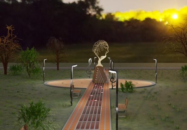 В память о Скрябине, в парке "Похняки" строят интерактивную алею с арт-объектами. Фото: bigkyiv