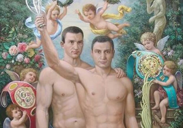 В интернете продают картину с голыми братьями Кличко за 50 тысяч долларов. Фото: veryimportantlot.com