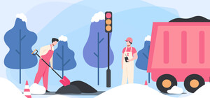 В Бортничах коммунальщики укладывали асфальт во время снегопада - видео