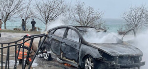 Под Одессой мужчина с пистолетом поджег автомобиль (видео)