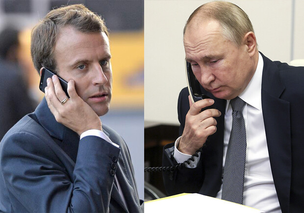 Телефонный разговор Макрона и Путина накануне войны - фото: dw.com и POOL / ТАСС, коллаж: Vgorode