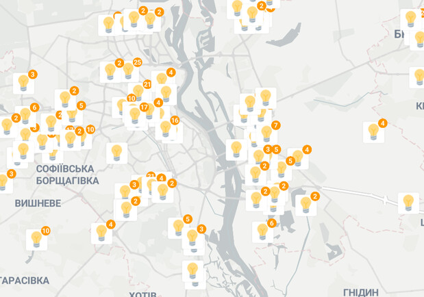 На карті в інтернеті позначили магазини та кафе, що працюють в Україні за відключення світла. 