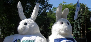 Гигантских кроликов с площади Свободы оденут в дождевики