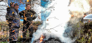 Донецкие пожарные средь бела дня жгут листву