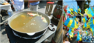 Ярмарка в центре Одессы: уха, шашлыки и майки про Путина