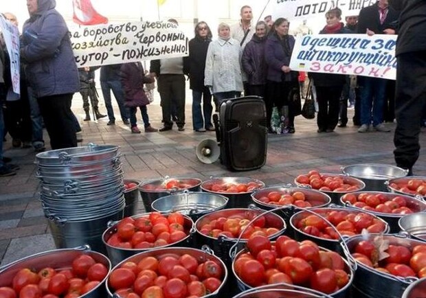 Новость - События - "Жизнь на чемоданах" и 200 кг помидоров: под Радой проходит сразу три митинга