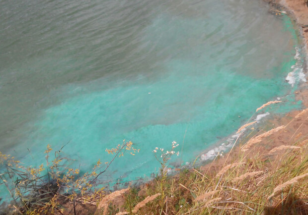 Новость - События - Фотофакт: озеро на Оболони окрасилось в голубой цвет