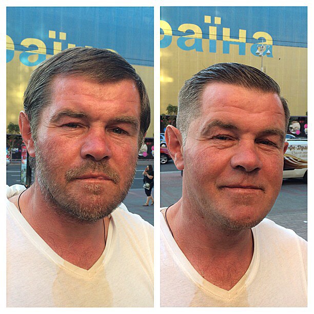 Новость - События - Новая подборка фото: парикмахер снова стриг бездомных на Крещатике