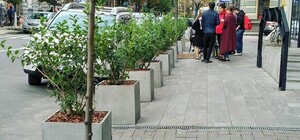 Фотофакт: на Ярославовом Валу установили цветочные ограничители для автохамов