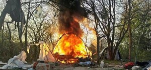 Националисты сожгли лагерь ромов на Лысой горе