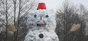 Не пугайся: в Полтавской области слепили снеговика-гиганта