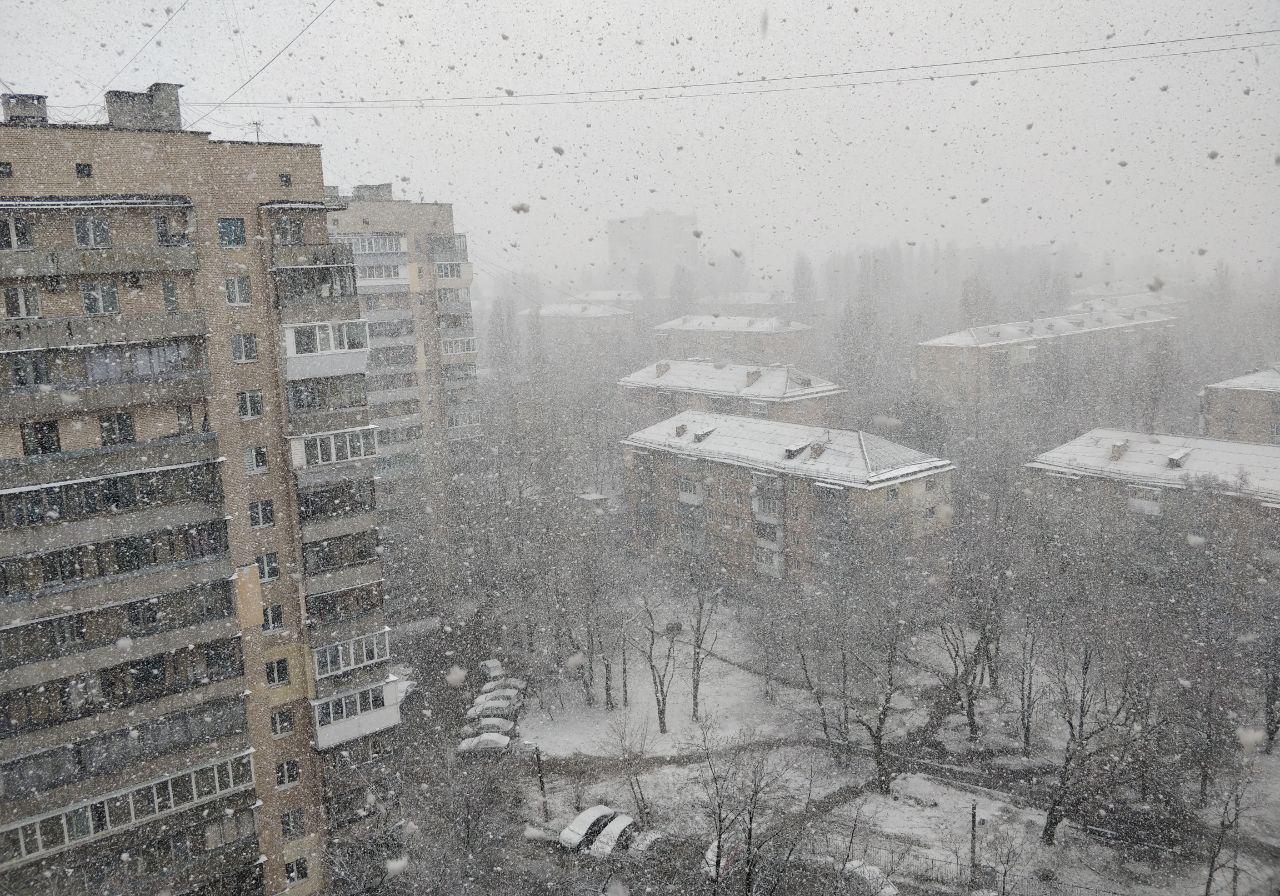 Киев 27 марта 2019 года засыпало снегом. Фото Vgorode