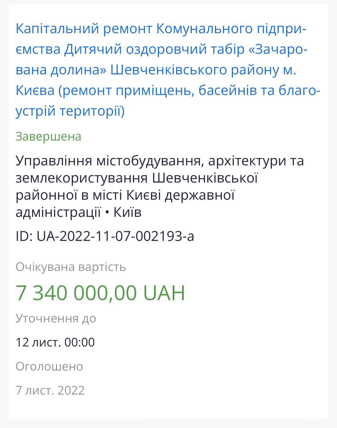 Тендер на укриття в Закарпатській області