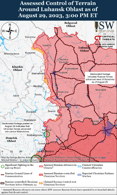 Карта бойових дій в Україні 30 серпня - || Фото: understandingwar.org