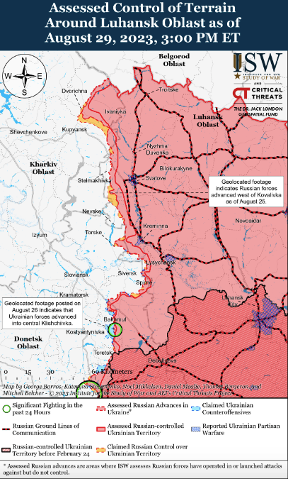 Карта боевых действий в Украине 30 августа - || Фото: understandingwar.org