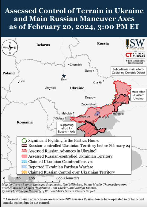 Карта бойових дій в Україні 21 лютого -