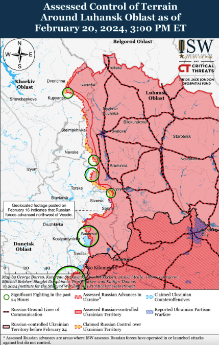 Карта бойових дій в Україні 21 лютого -