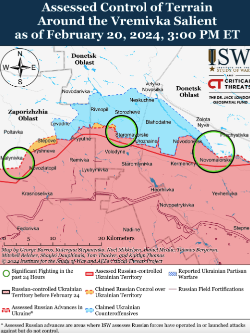 Карта бойових дій в Україні 21 лютого -