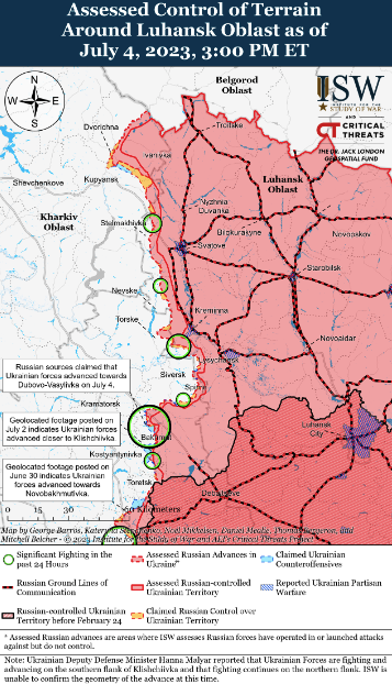 Карта боевых действий 5 июля –
