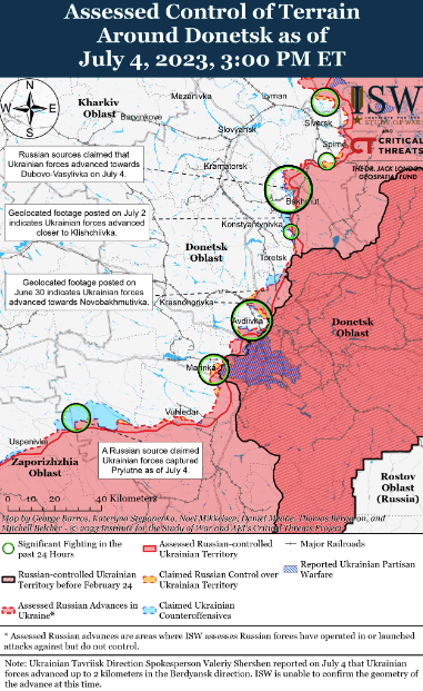 Карта боевых действий 5 июля –