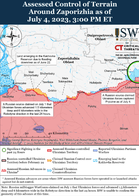 Карта боевых действий 5 июля –