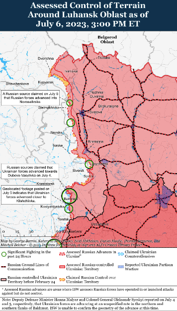 Карта боевых действий 7 июля –