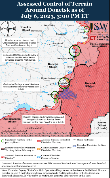 Карта боевых действий 7 июля –