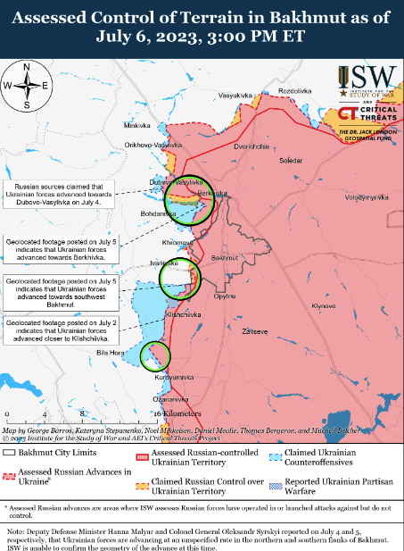 Карта боевых действий 7 июля –
