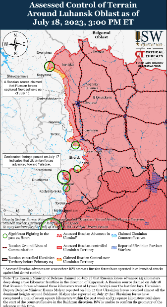 Карта боевых действий 19 июля –
