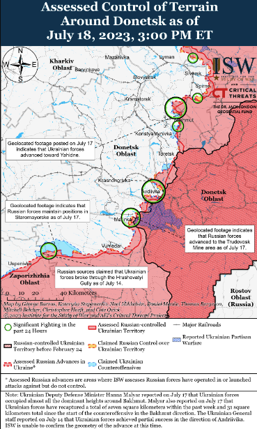Карта боевых действий 19 июля –