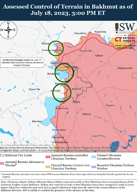 Карта боевых действий 19 июля –