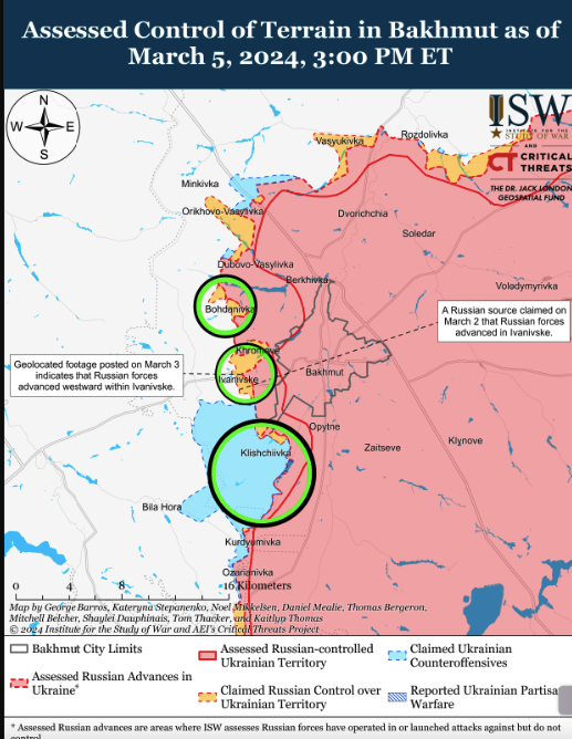 Карта бойових дій на 6 березня 2024.