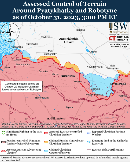 Мапа бойових дій в Україні 1 листопада.