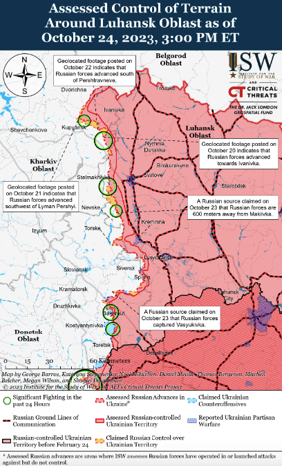 Карта боевых действий в Украине 25 октября - || Фото: understandingwar.org