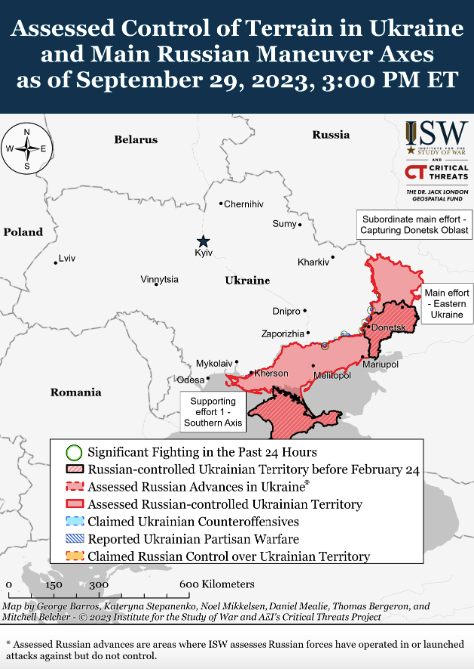 Карта бойових дій в Україні 30 вересня - || фото: understandingwar.org