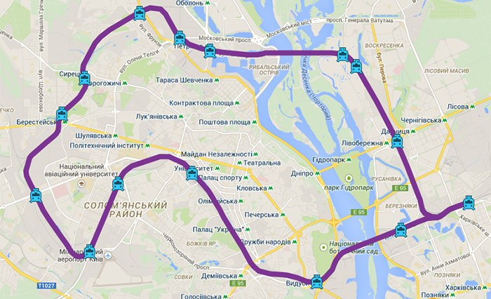 Схема движения электрички