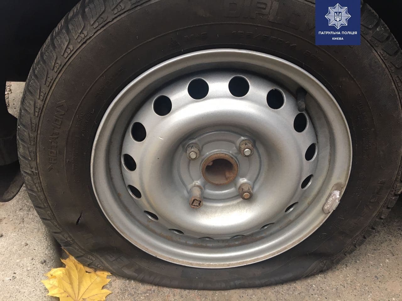 Одна из пострадавших машин. Фото:пресс-служба полиции Киева