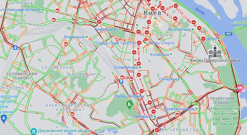 Пробки в Киеве. Фото: скриншот