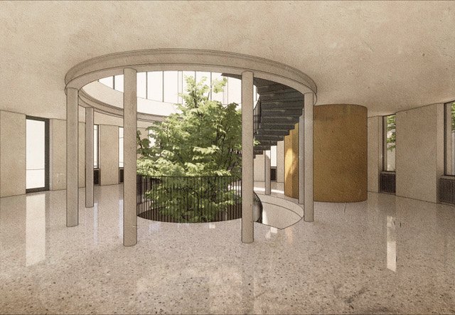 Из подвального этажа через атриум будет расти дерево.  Фото: The Village