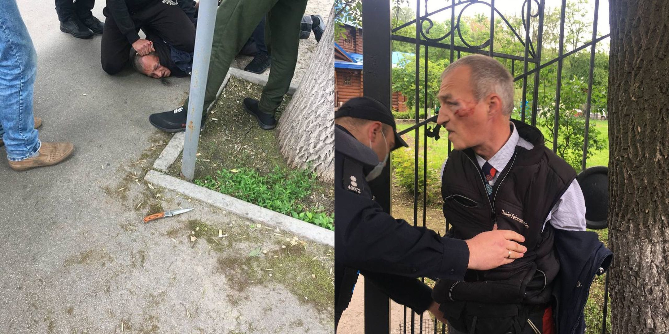 Нападавшего задержали и передали полиции. Фото: Варта Голосеево