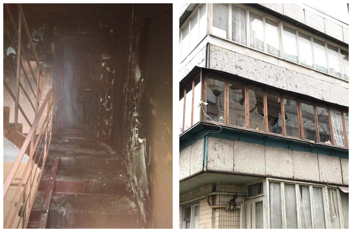 Подъезд и окна.Фото: facebook/Життя Оболонського Району та Мінського Масиву