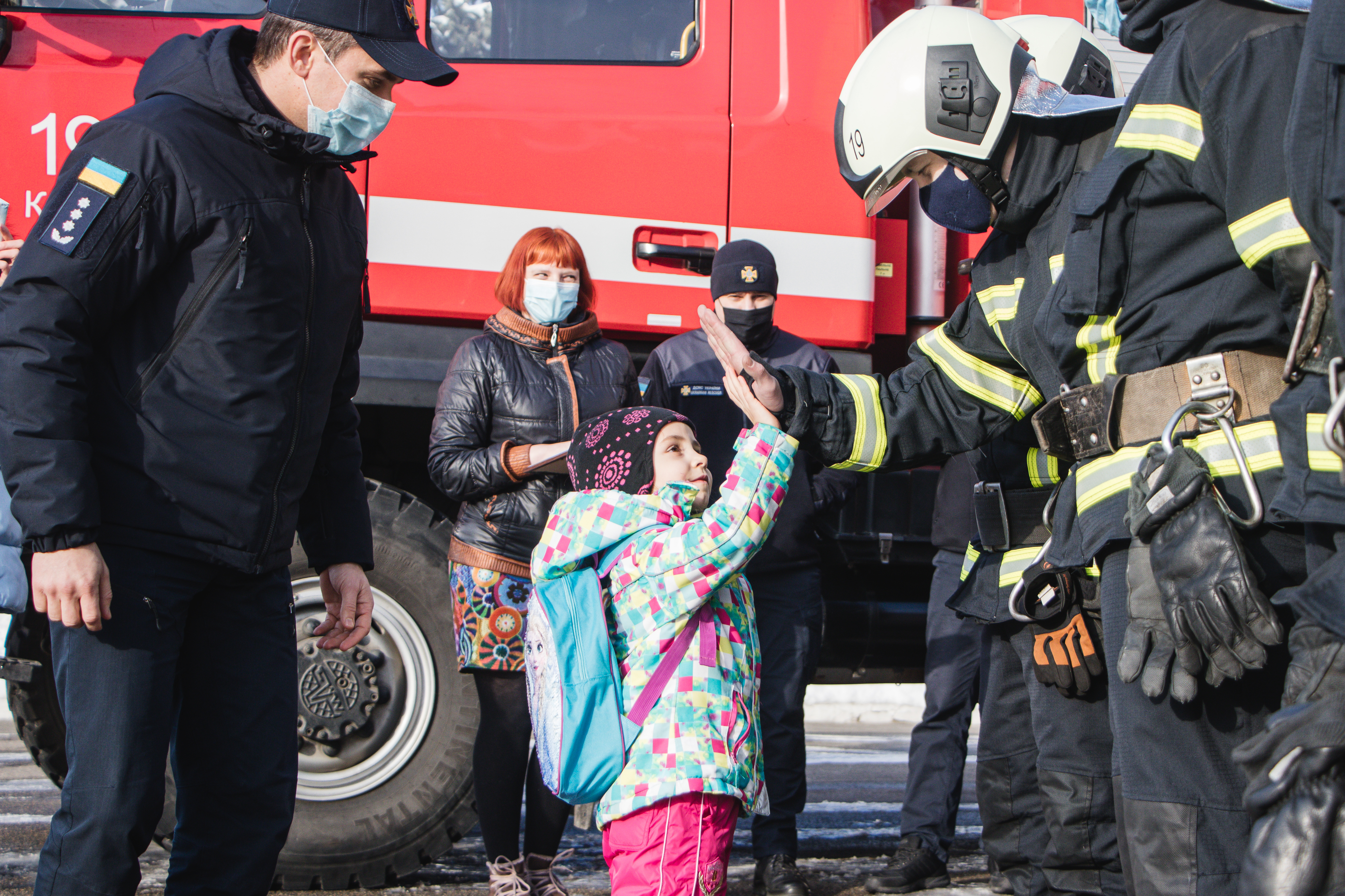 Полина в пожарной части. Фото: пресс-служба ГСЧС