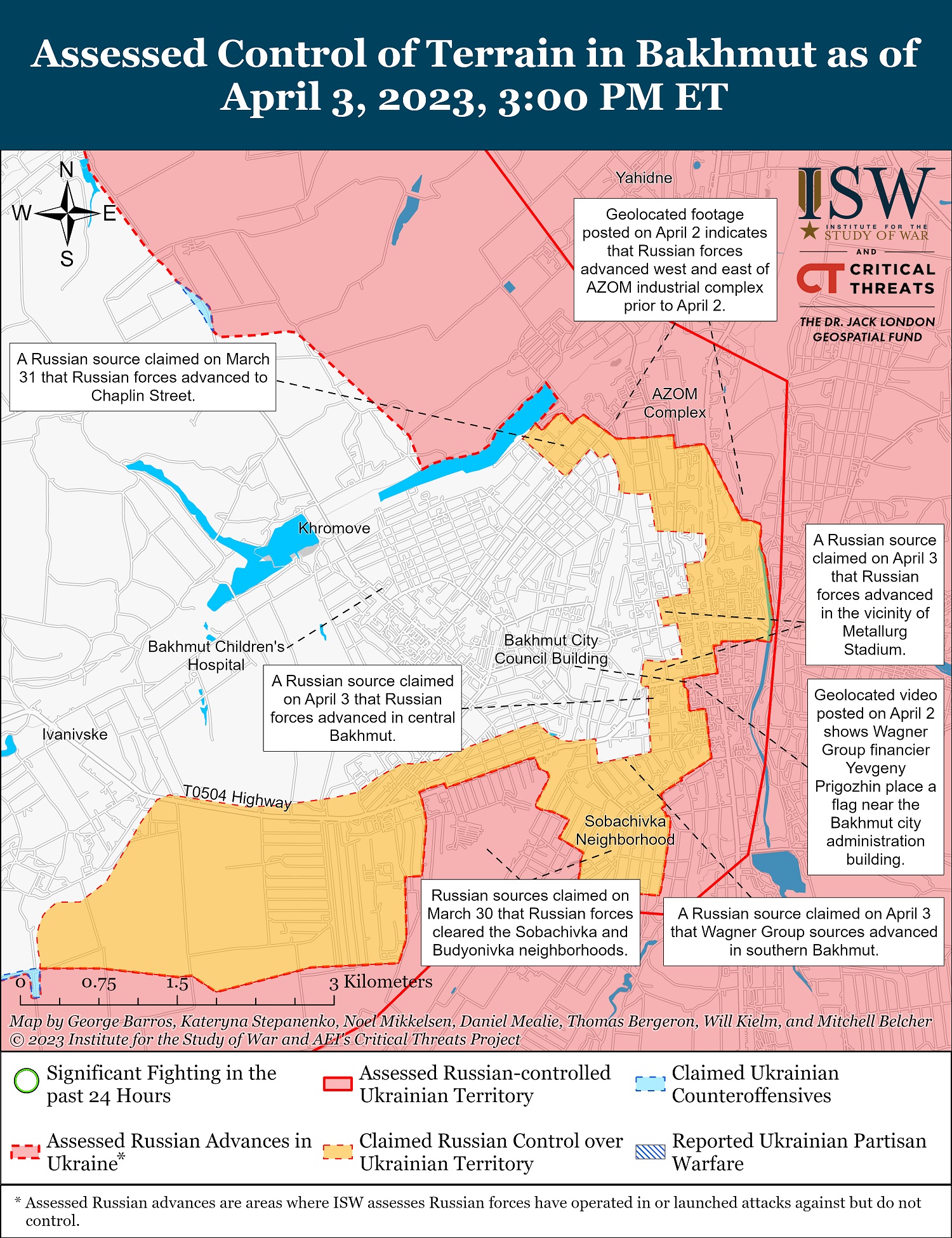 Карта боевых действий в Украине 4 апреля.